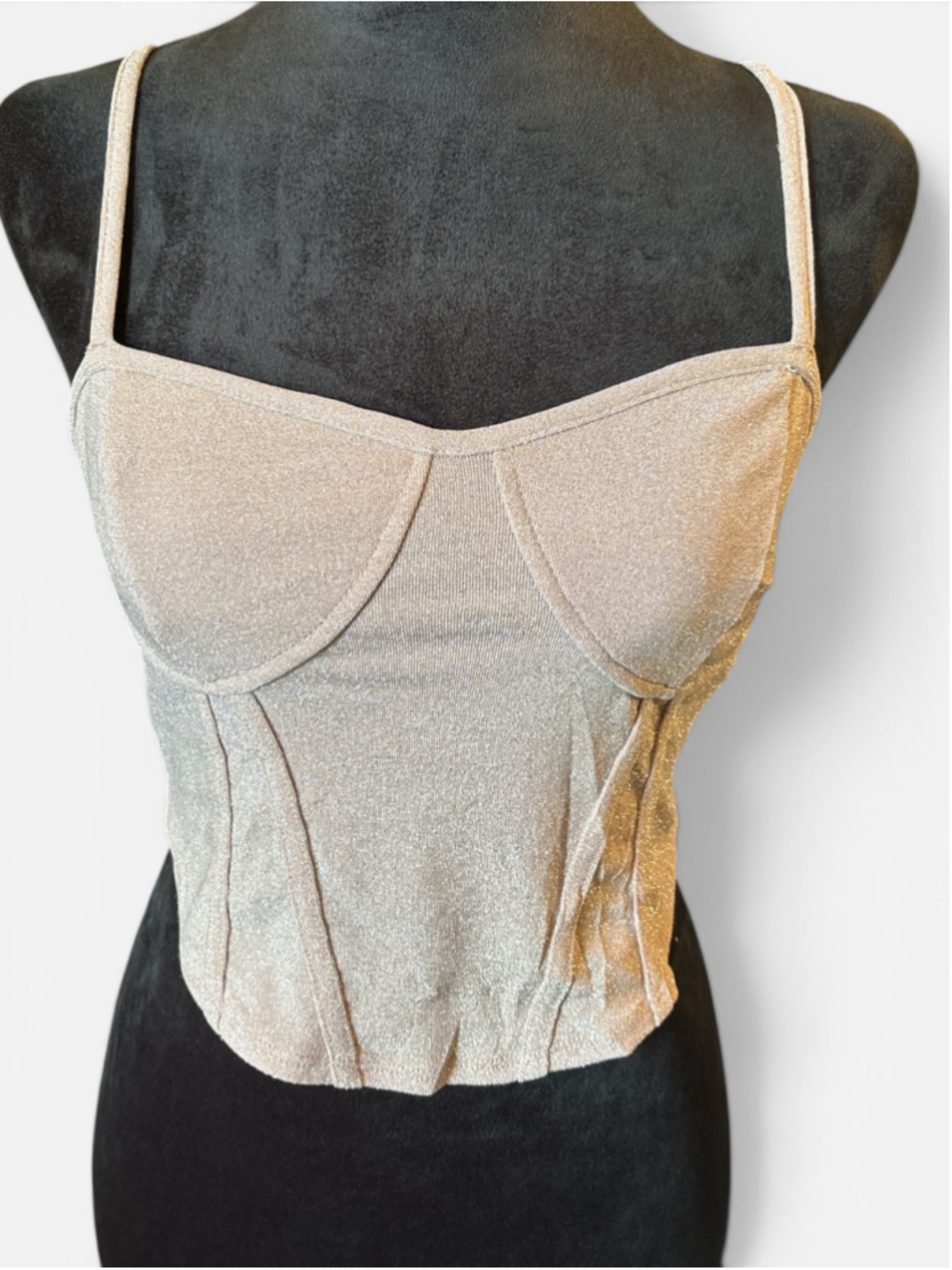 Forever 21 Sparkly Blush Color Crop Top - Size M